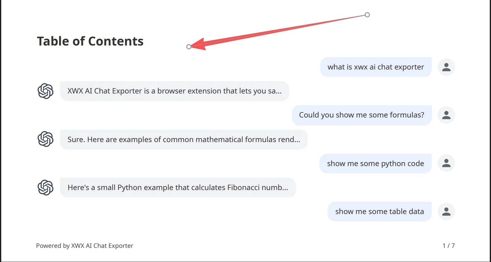 A long PDF export with an auto-generated table of contents