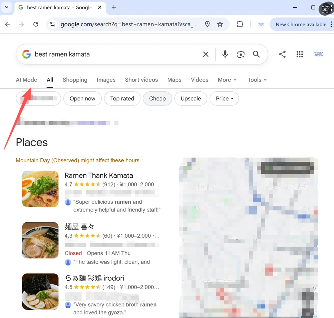 Página de resultados normal de Google (pestaña Todos) sin botón flotante de exportación