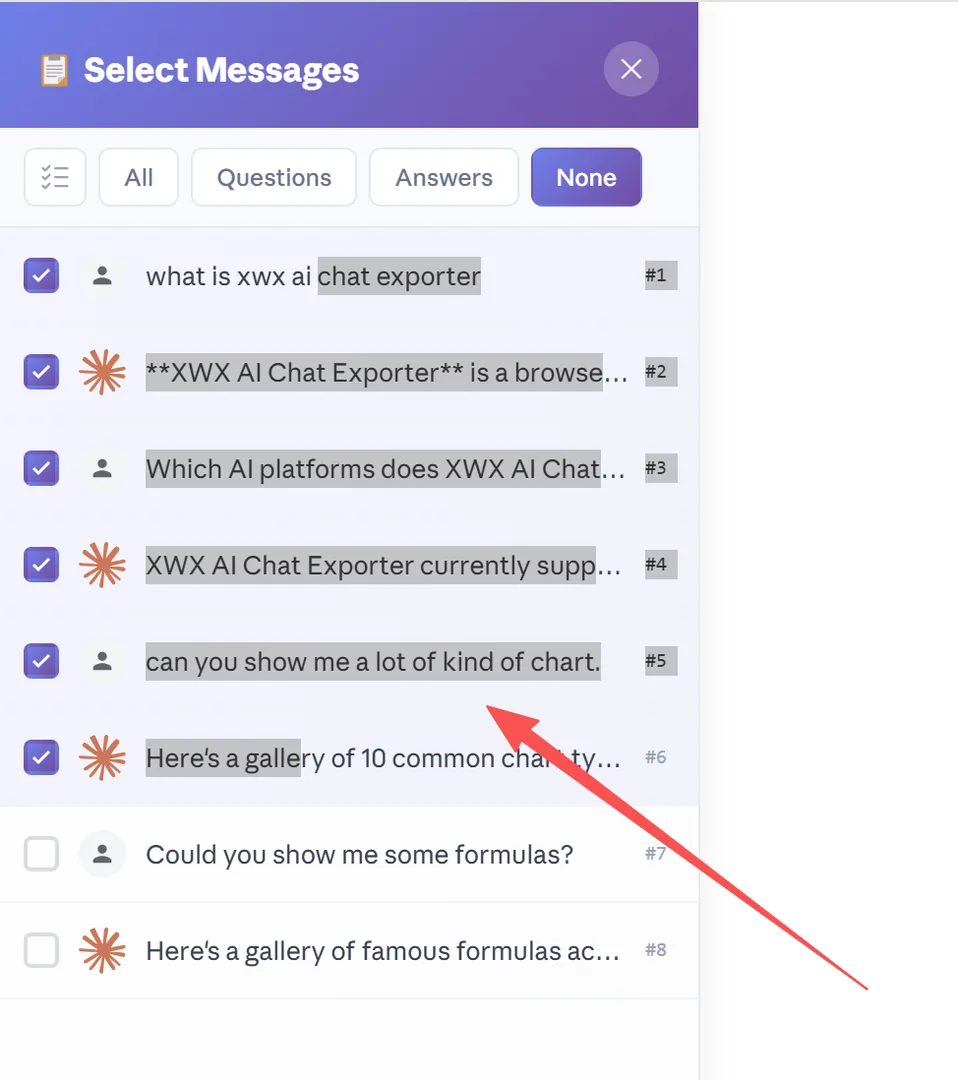 Shift+Click to select a range of messages