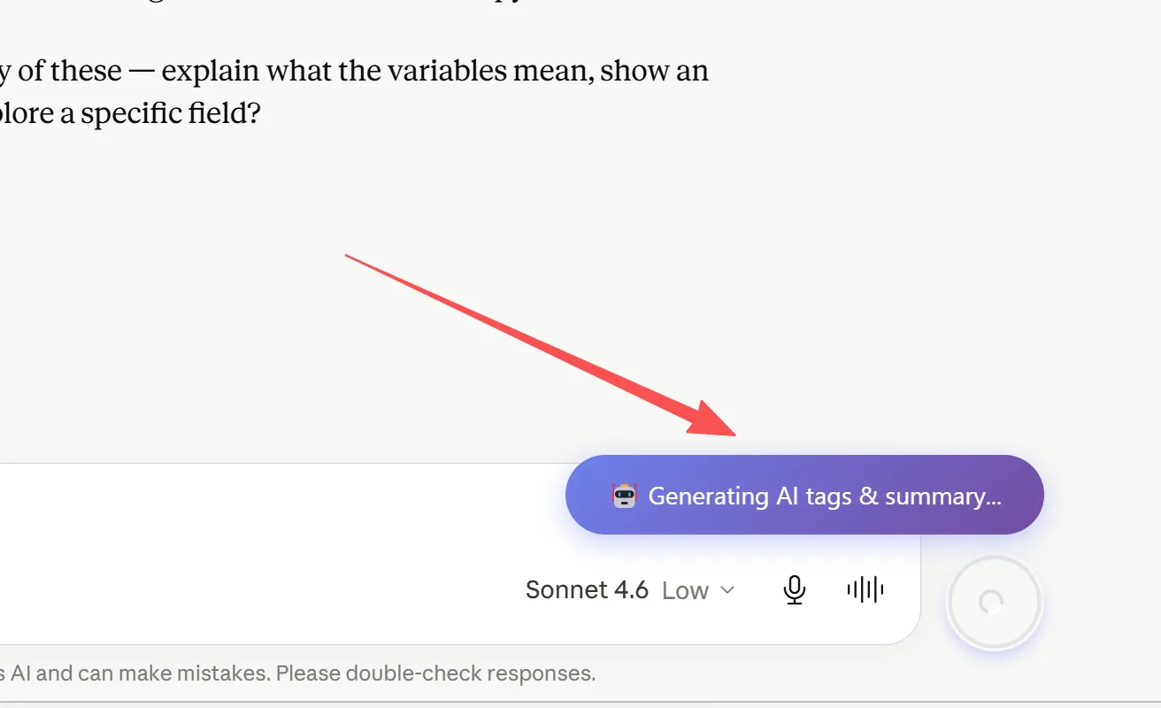 Toast: "Generating AI tags & summary..."
