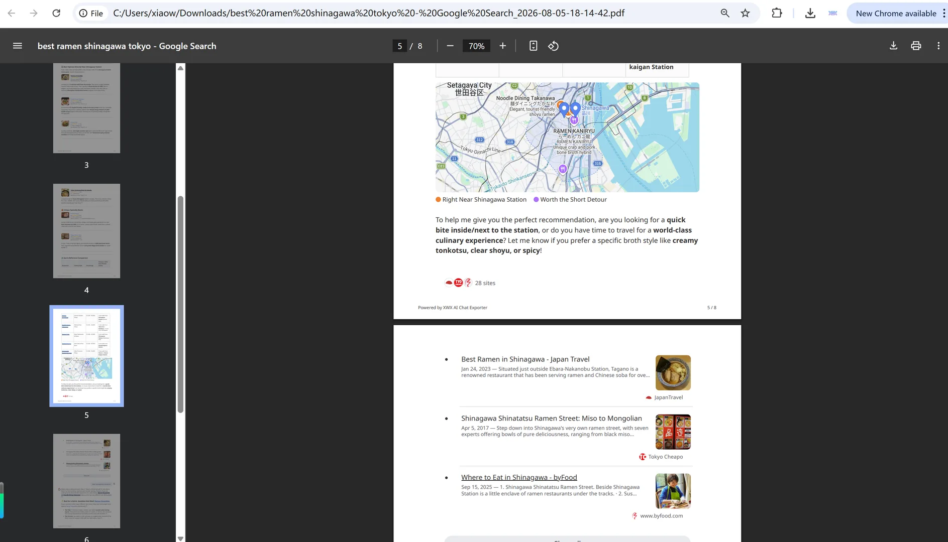 An exported AI Mode PDF with images and charts preserved in the answer