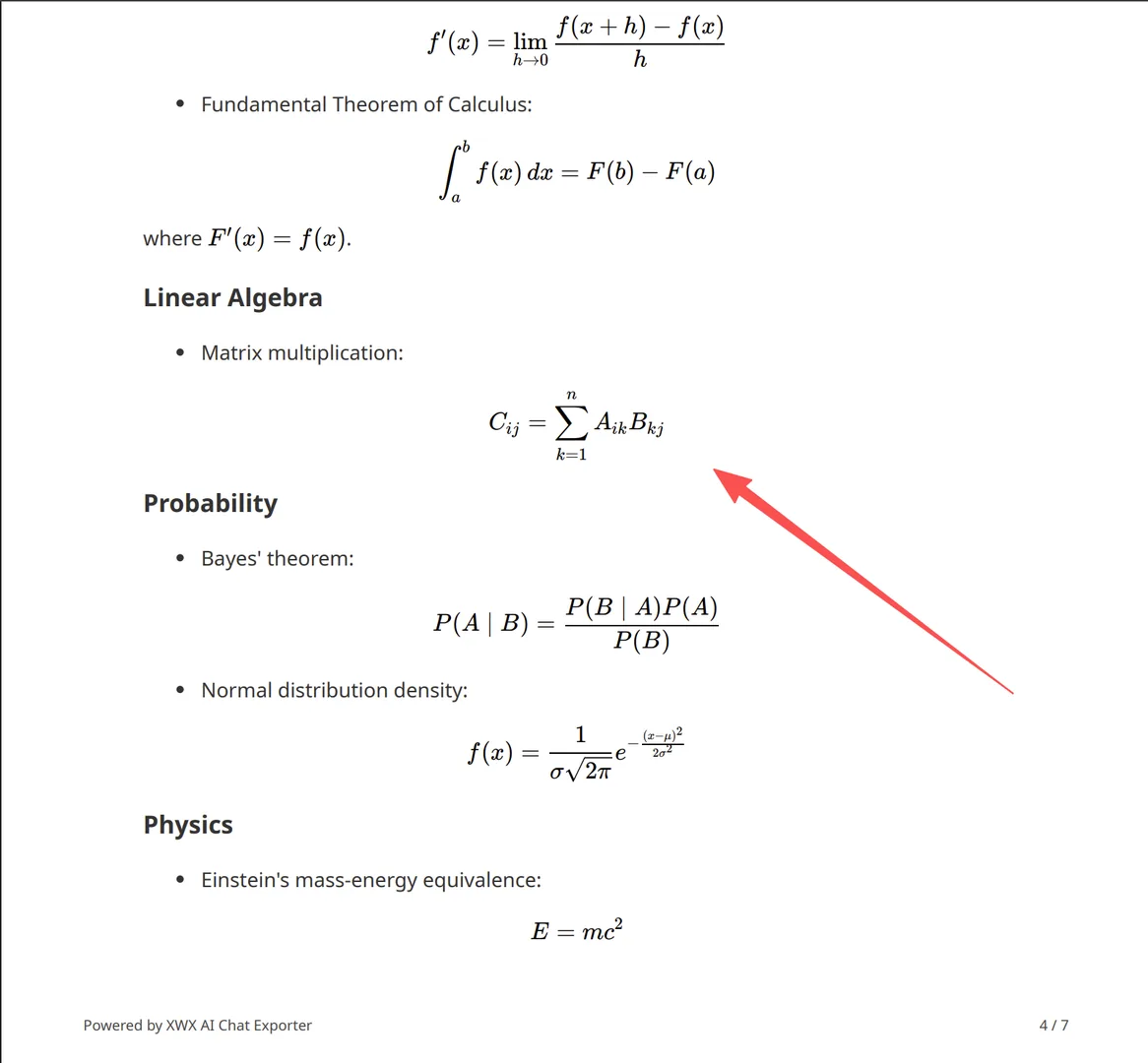 An export with math formulas and code preserved